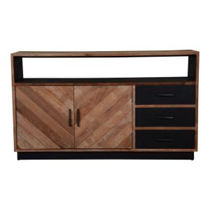 Console Richeux 2 deuren/3 laden/ 1 OV 140x40x85 natural teak zigzag