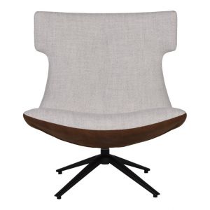 Draaifauteuil Hacksley Hoog Bekleding Binnen: Stof Oasis 01 Naturel Buiten: Microleder Bora Camel