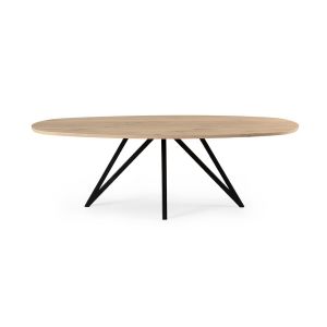 Eettafel Valentino H75xB110xL240cm Blad Naturel Eiken Normaal Afschuinen Poot Cocoon Zwart 10106331