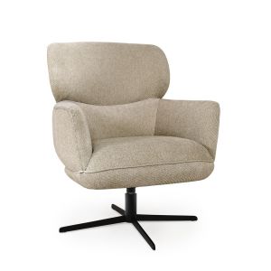 Draaifauteuil Lavita Stof Tech: UB522 E142-03 Linnen Fluweel Grijs Wit H96xB75xL80cm V10105963