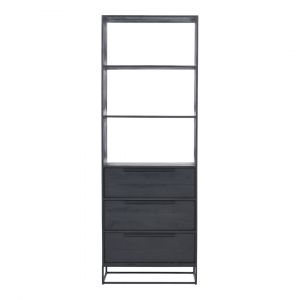 Boekenkast Caminello 3Ldn+3 Open Vakken Hout Mindy Black H210xB75xD40 cm