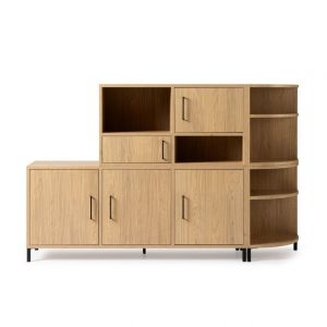 Wandkast Together Smal 2-Drs/2 OV+Zijkast Rond 2OV+Wandkast 3-Drs Lamulux Blond Oak